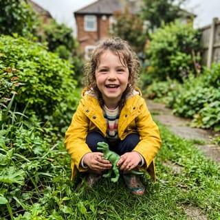 Example photo of a child in a yellow raincoat